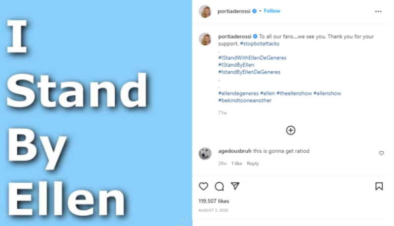 Portia de Rossi Showed Support for Ellen | Instagram/@portiaderossi