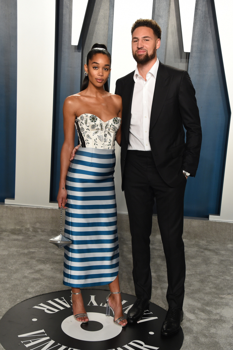 Laura Harrier & Klay Thompson | Getty Images Photo by John Shearer
