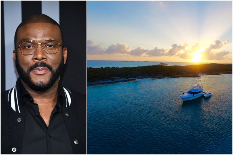 Tyler Perry –  White Bay Cay, Bahamas | Getty Images Photo by Dimitrios Kambouris/WireImage & Facebook/@Anthony Beard