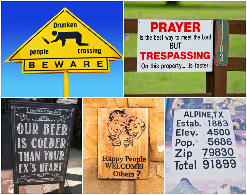 Hilarious Signs Only Found in Texas | Alamy Stock Photo by PaulPaladin & Don Johnston_PE & Barry King & Emily Marie Wilson & Stephen Saks Photography