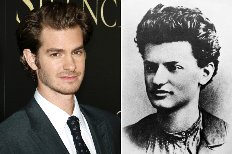 Andrew Garfield y León Trotsky | Shutterstock & Getty Images Photo by TASS