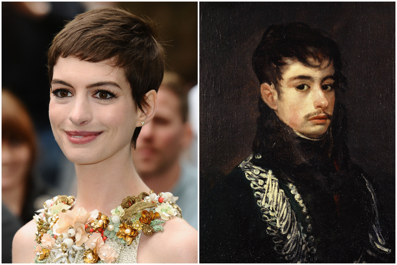 Anne Hathaway y un cuadro de Francisco de Goya | Shutterstock & Alamy Stock Photo