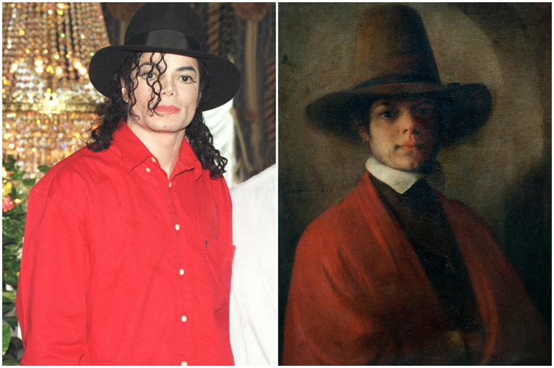 Michael Jackson y la pintura del pintor holandés Barent Fabritius | Getty Images Photo by Phil Dent/Redferns & Alamy Stock Photo 