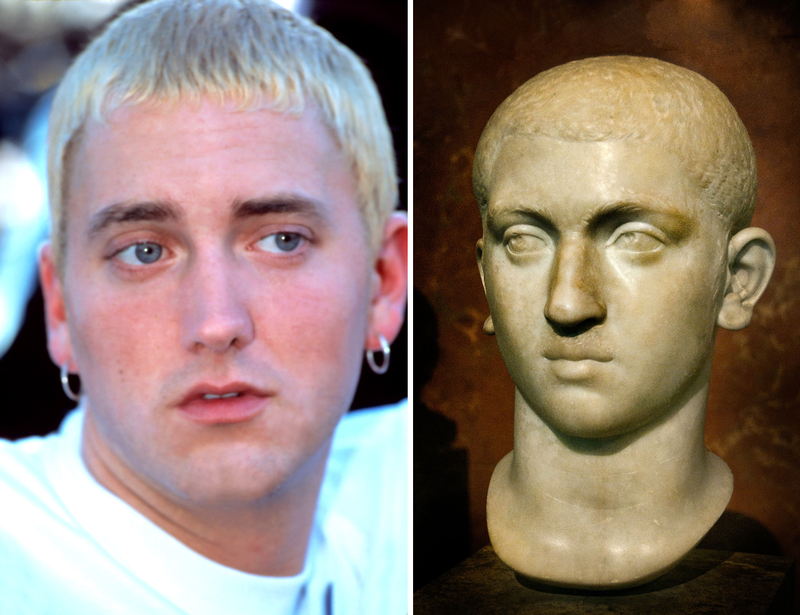 Eminem y el emperador romano Severus | Shutterstock & Alamy Stock Photo