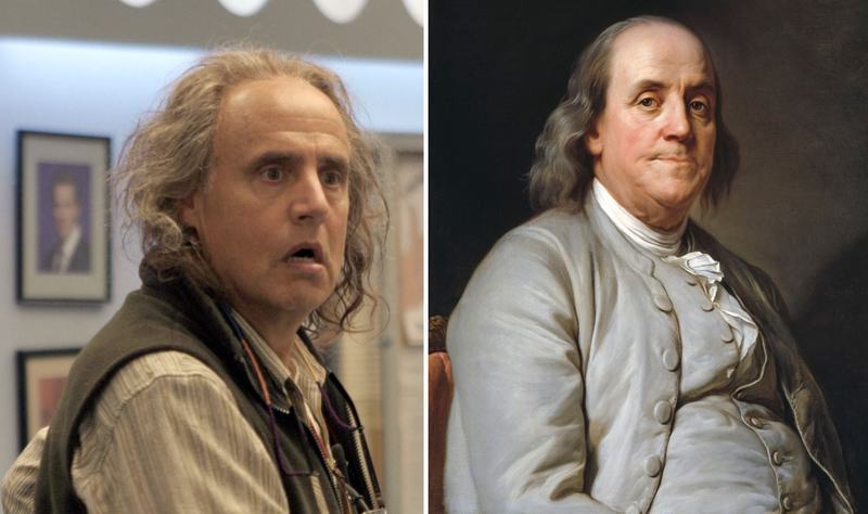 Jeffrey Tambor y Benjamin Franklin | Alamy Stock Photo