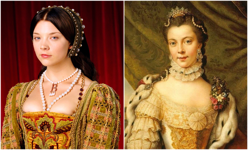 Natalie Dormer y “La reina Carlota” de Johann Georg Ziesenis | Alamy Stock Photo 