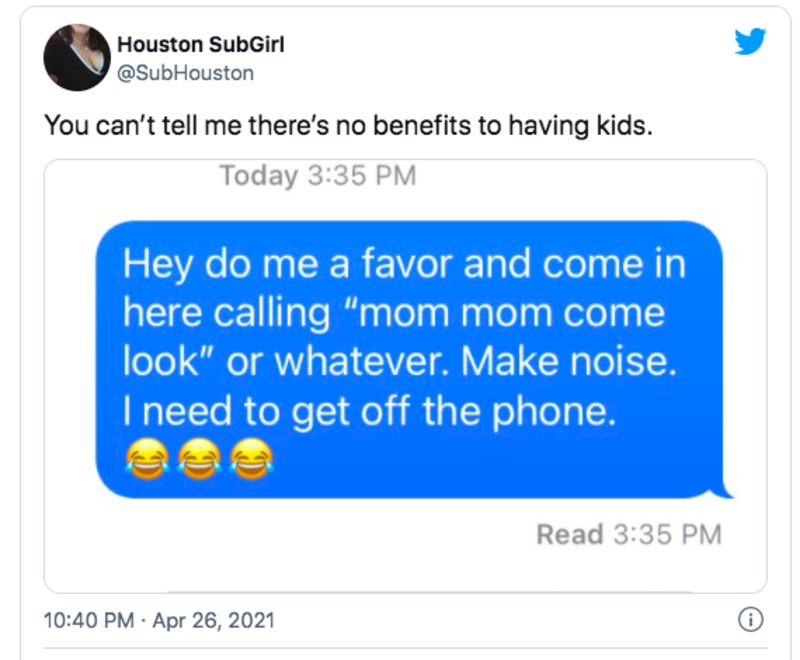 Os Benefícios De Ter Filhos | Twitter/@SubHouston