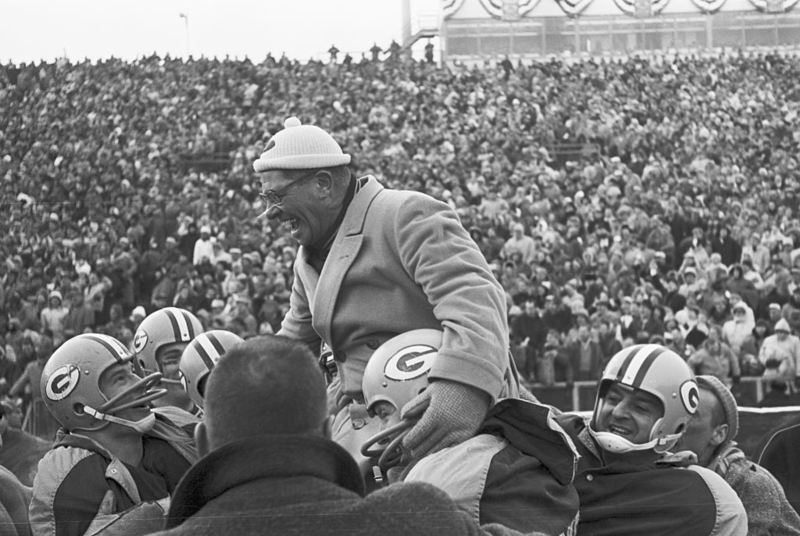 Vince Lombardi Lifted Off into Victory | Getty Images Photo by Bettmann 
